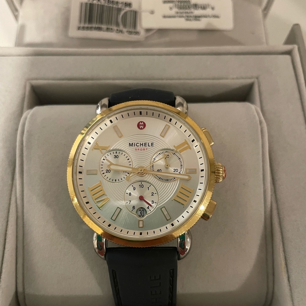 Michele Sport Sail Chronograph Watch Head with Silicone Strap, 38mm